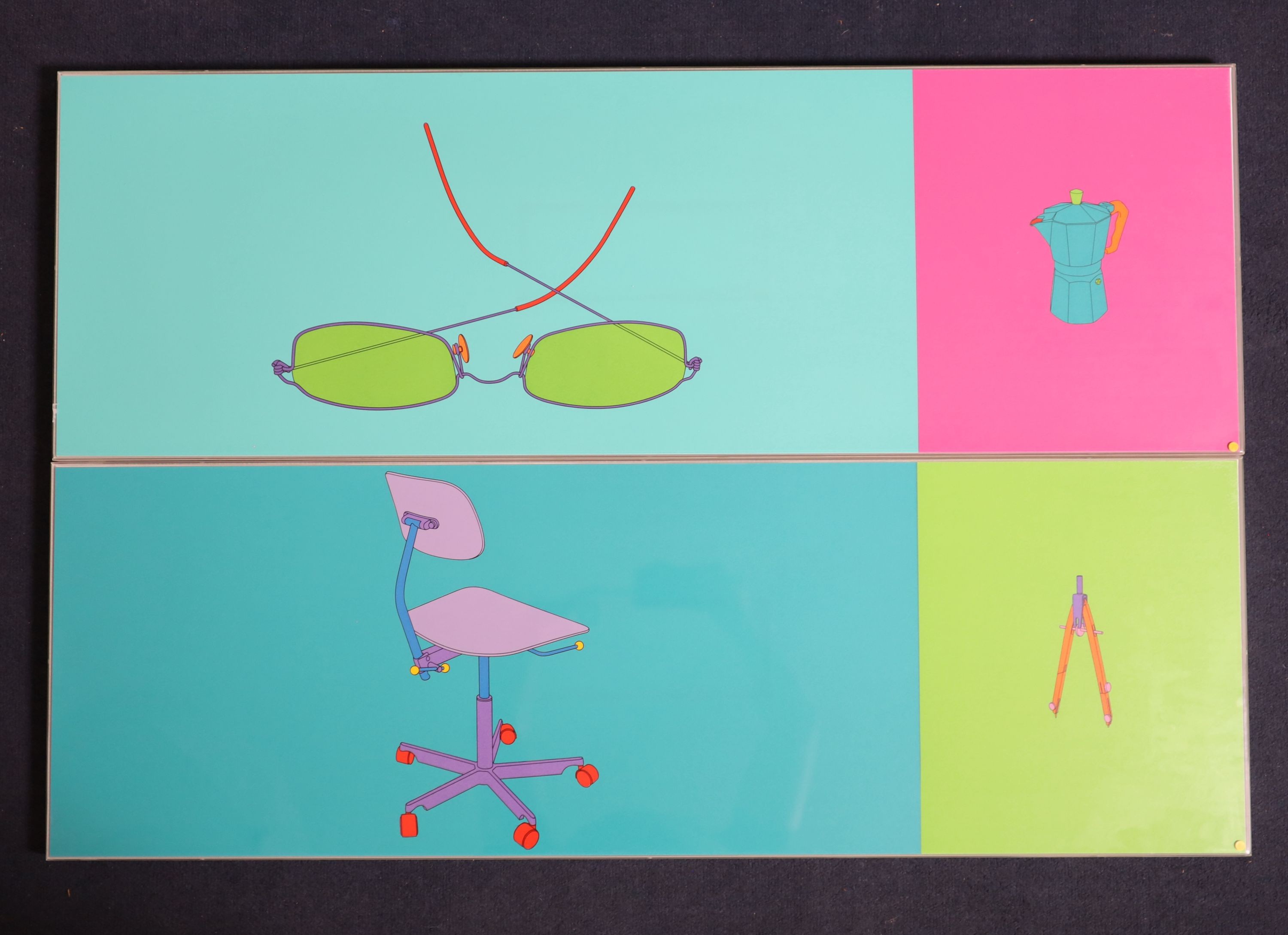 Michael Craig-Martin (Irish, 1941-), Folio, 2004, Set of 12 screenprints, 33 x 100cm.